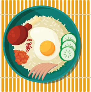 White rice with fried chicken